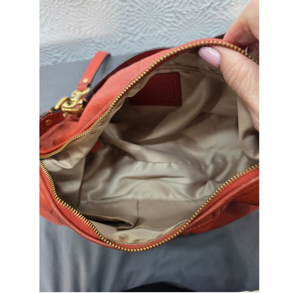 Coach Ashley Hobo Bag Women Medium Burnt Orange Good Leather Pleated F19761 - Picture 7 of 13